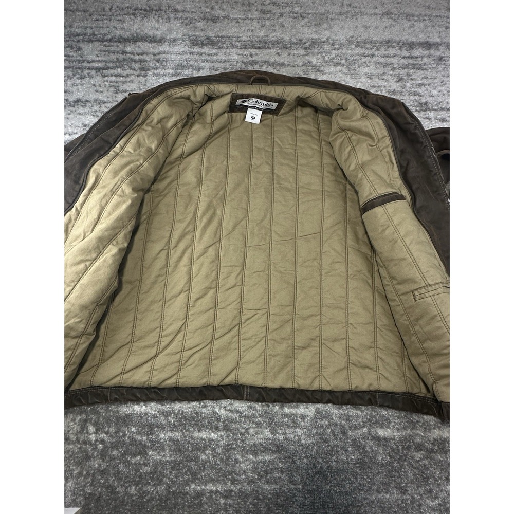 Vintage Columbia Brown Quilted Jacket Mens 2XL Washed Chore Barn Workwear Coat - Picture 8 of 14